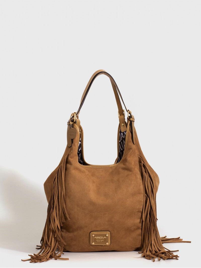 Cartera Flecos Mediana Camel Montana