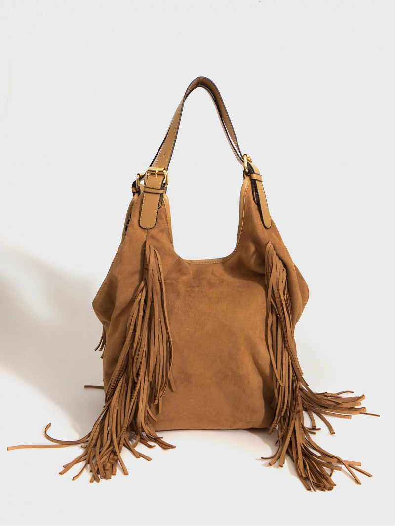 Cartera Flecos Mediana Camel Montana