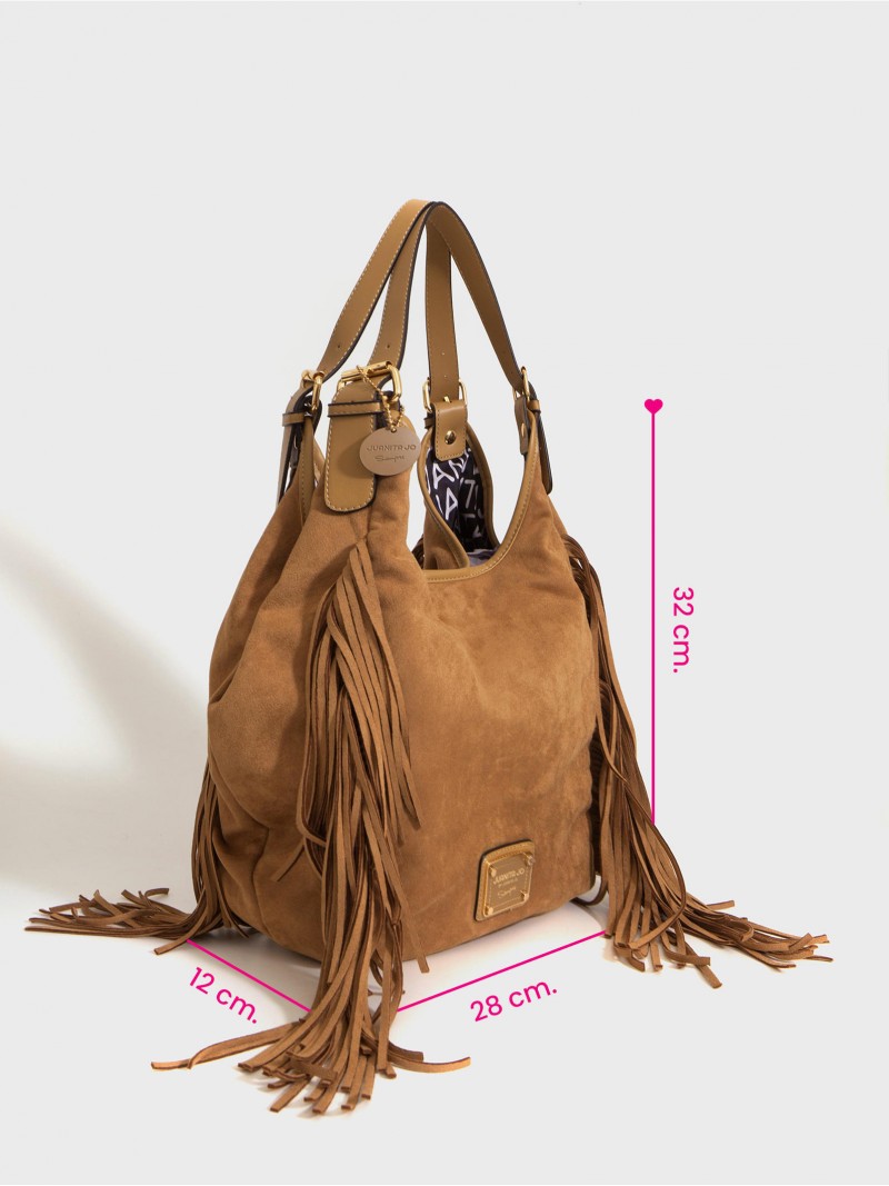 Cartera Flecos Mediana Camel Montana