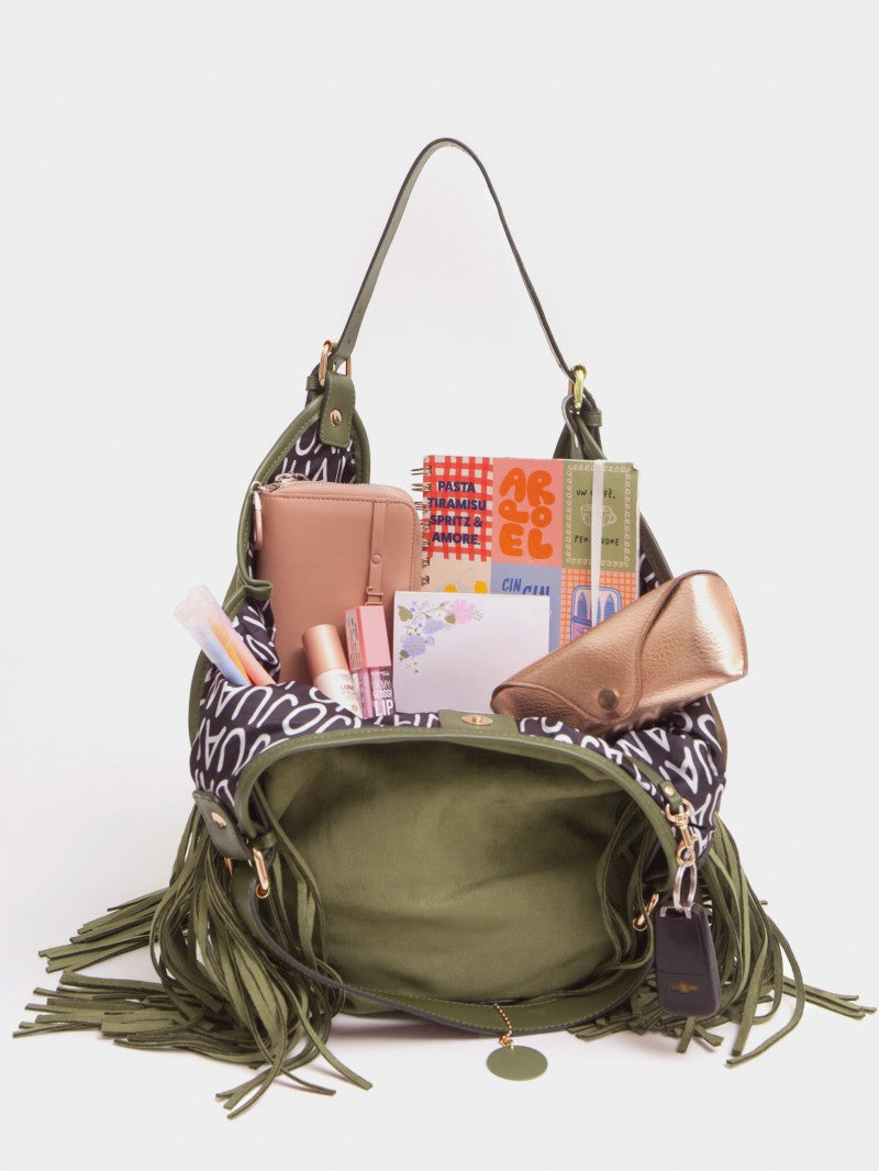 Cartera Flecos Mediana Verde Montana