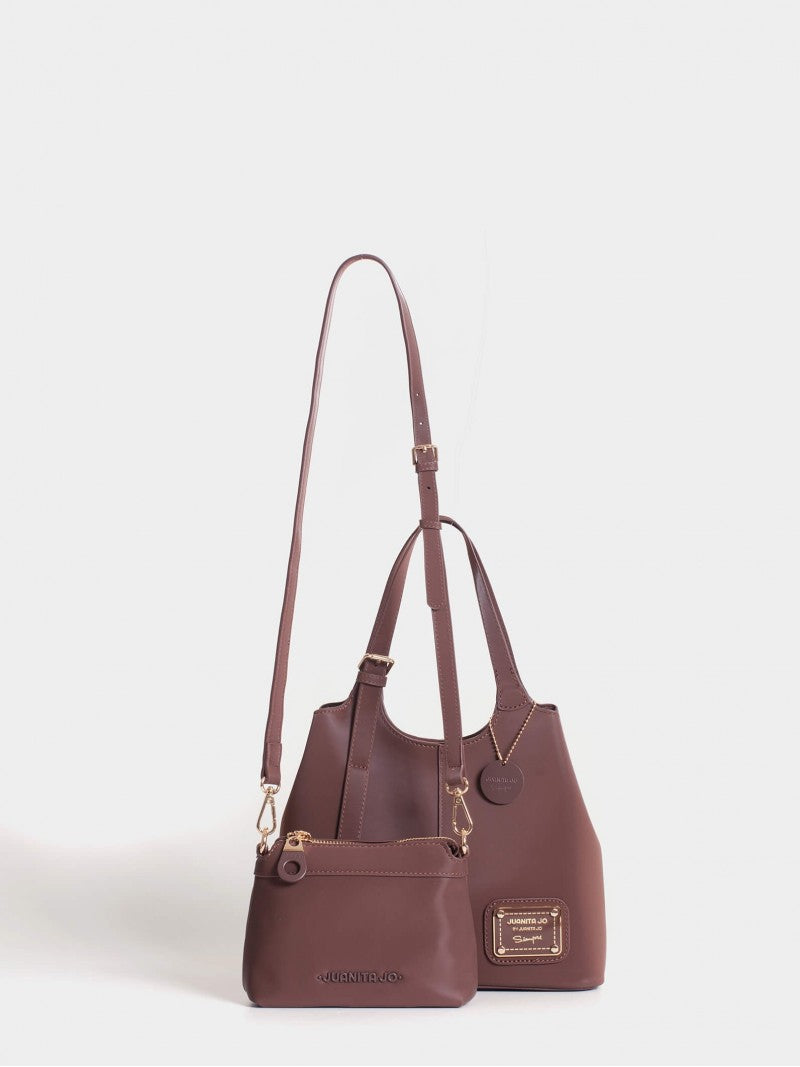 Cartera De Mano Y Minibag Meryl Chocolate