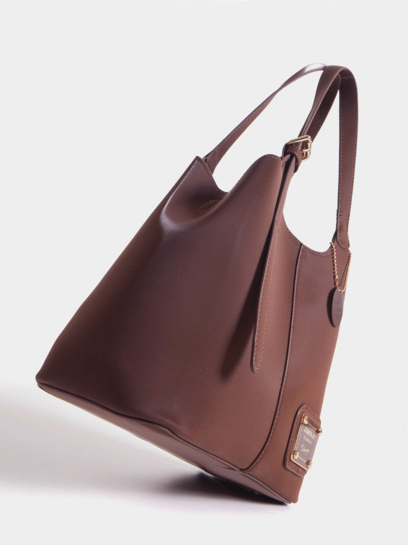 Cartera De Mano Y Minibag Meryl Chocolate