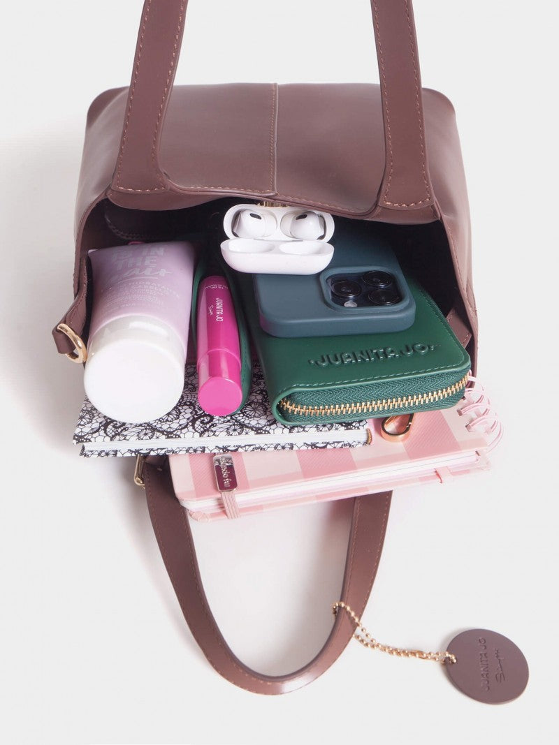 Cartera De Mano Y Minibag Meryl Chocolate