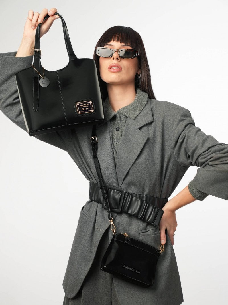Cartera De Mano Y Minibag Meryl Negro