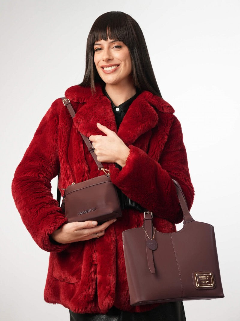 Cartera De Mano Y Minibag Meryl Chocolate